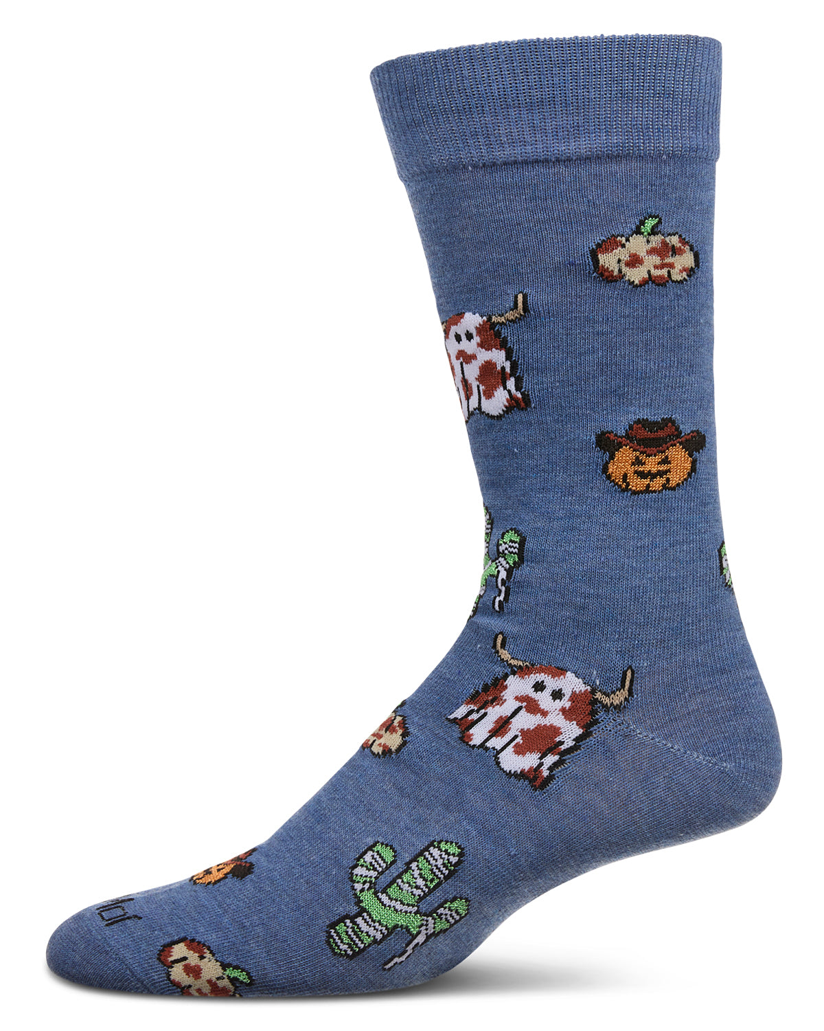 Men's Spooky Western Holiday Crew Socks : Color: Denim Heather