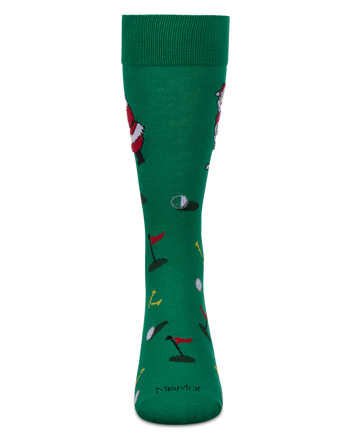 Men's Golfer Santa Holiday Crew Socks : Color: Green