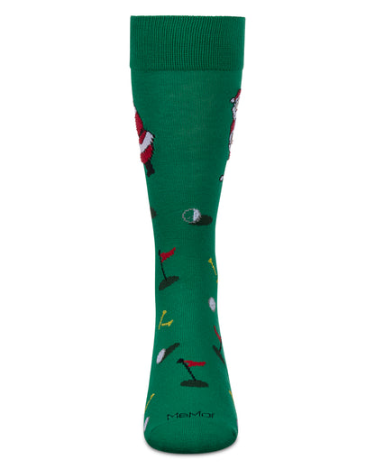 Men's Golfer Santa Holiday Crew Socks : Color: Green