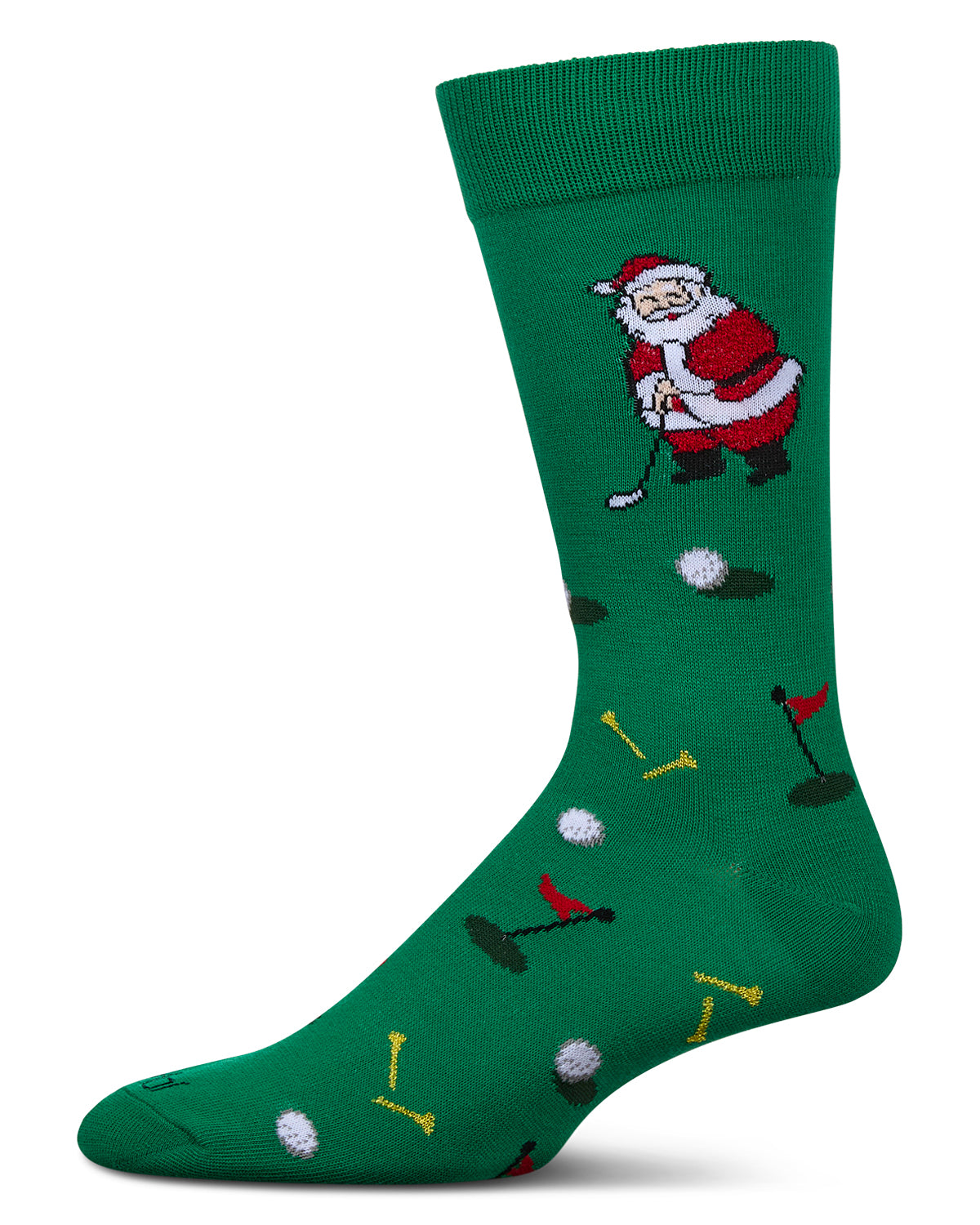 Men's Golfer Santa Holiday Crew Socks : Color: Green