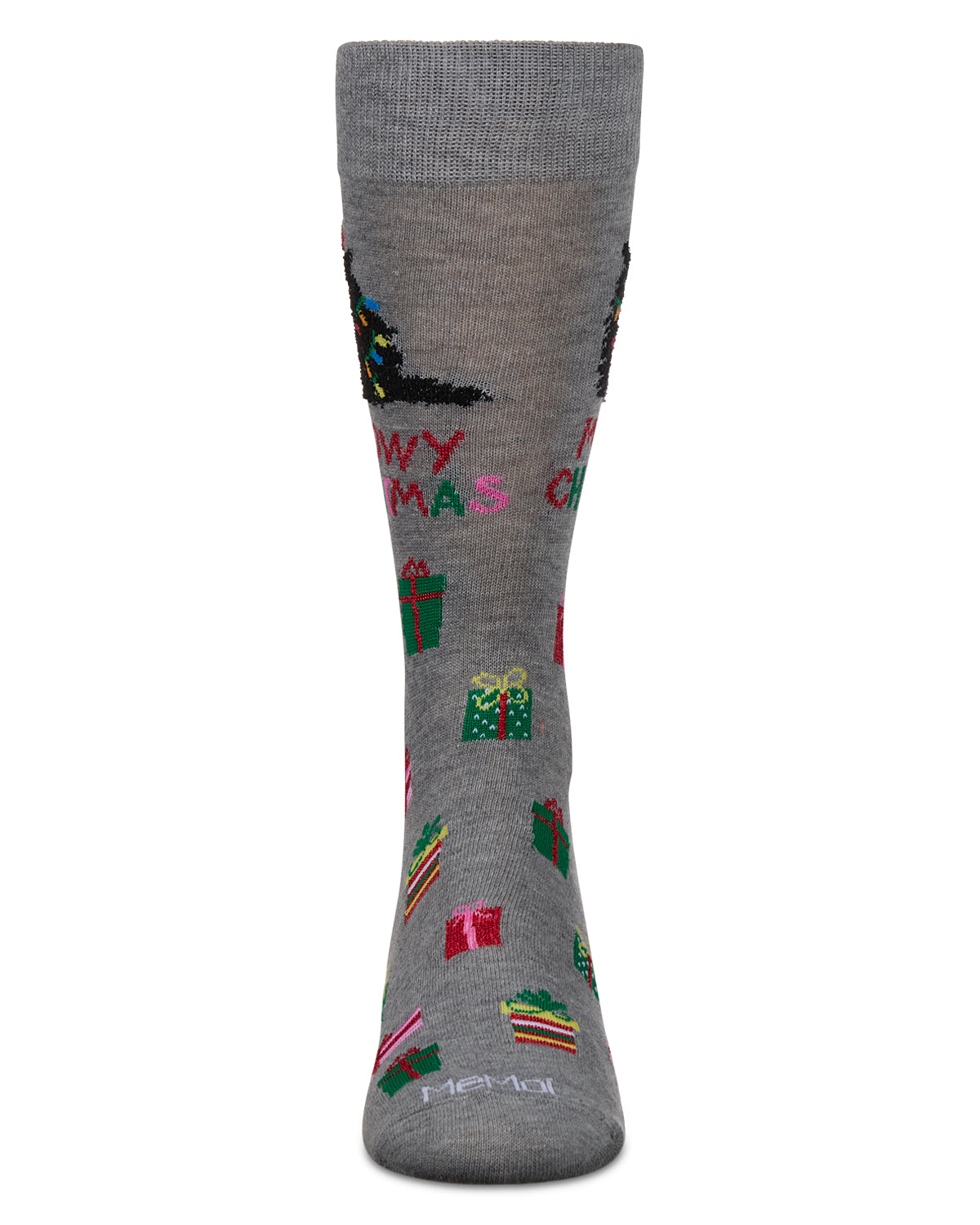 Men's Meowy Christmas Holiday Crew Socks : Color: Med Gray Heather