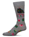 Men's Meowy Christmas Holiday Crew Socks : Color: Med Gray Heather