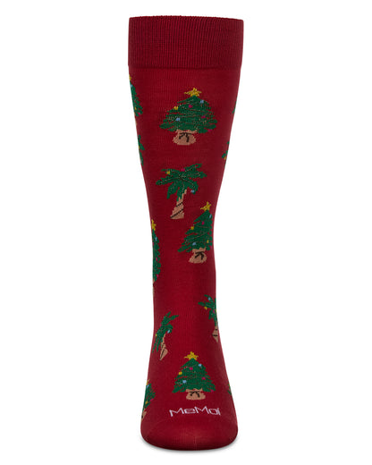 Men's Tree Paradise Holiday Crew Socks : Color: Red