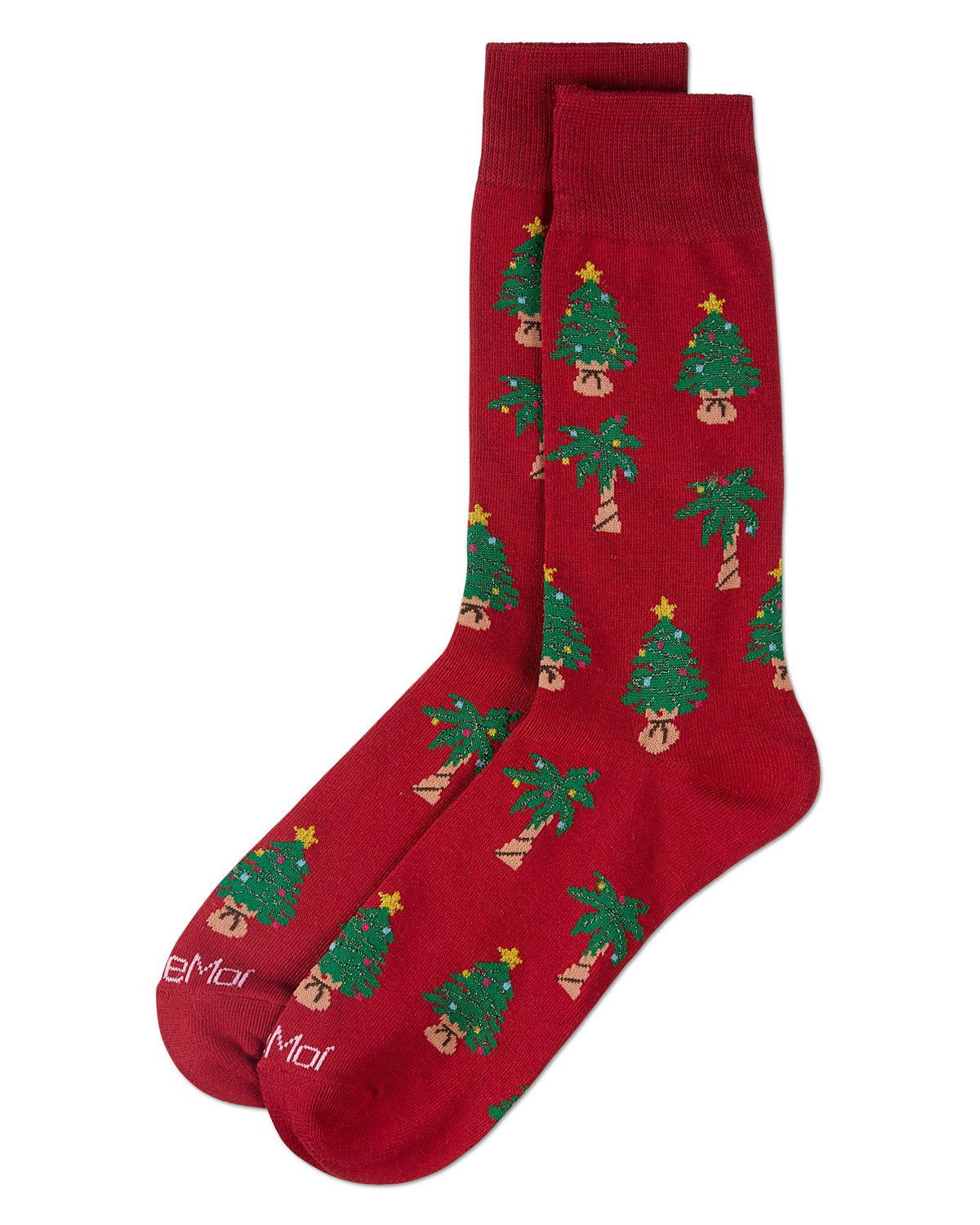 Men's Tree Paradise Holiday Crew Socks : Color: Red