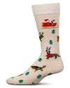 Men's Reindeer Pups Holiday Crew Socks : Color: Ivory Heather