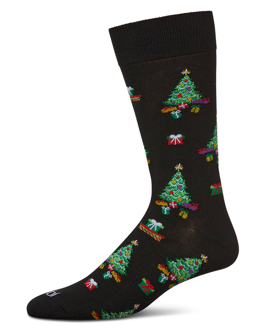 Men's Gifted Trees Holiday Crew Socks : Color: Black