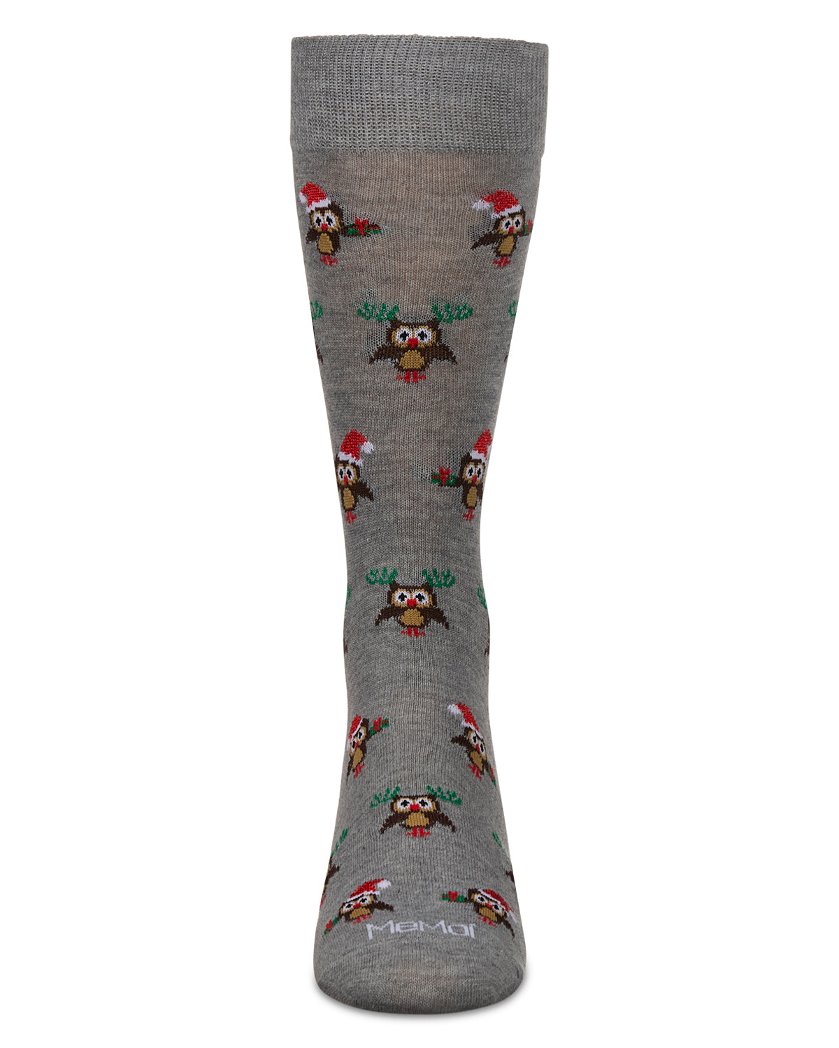 Men's Owl Holiday Crew Socks : Color: Med Gray Heather