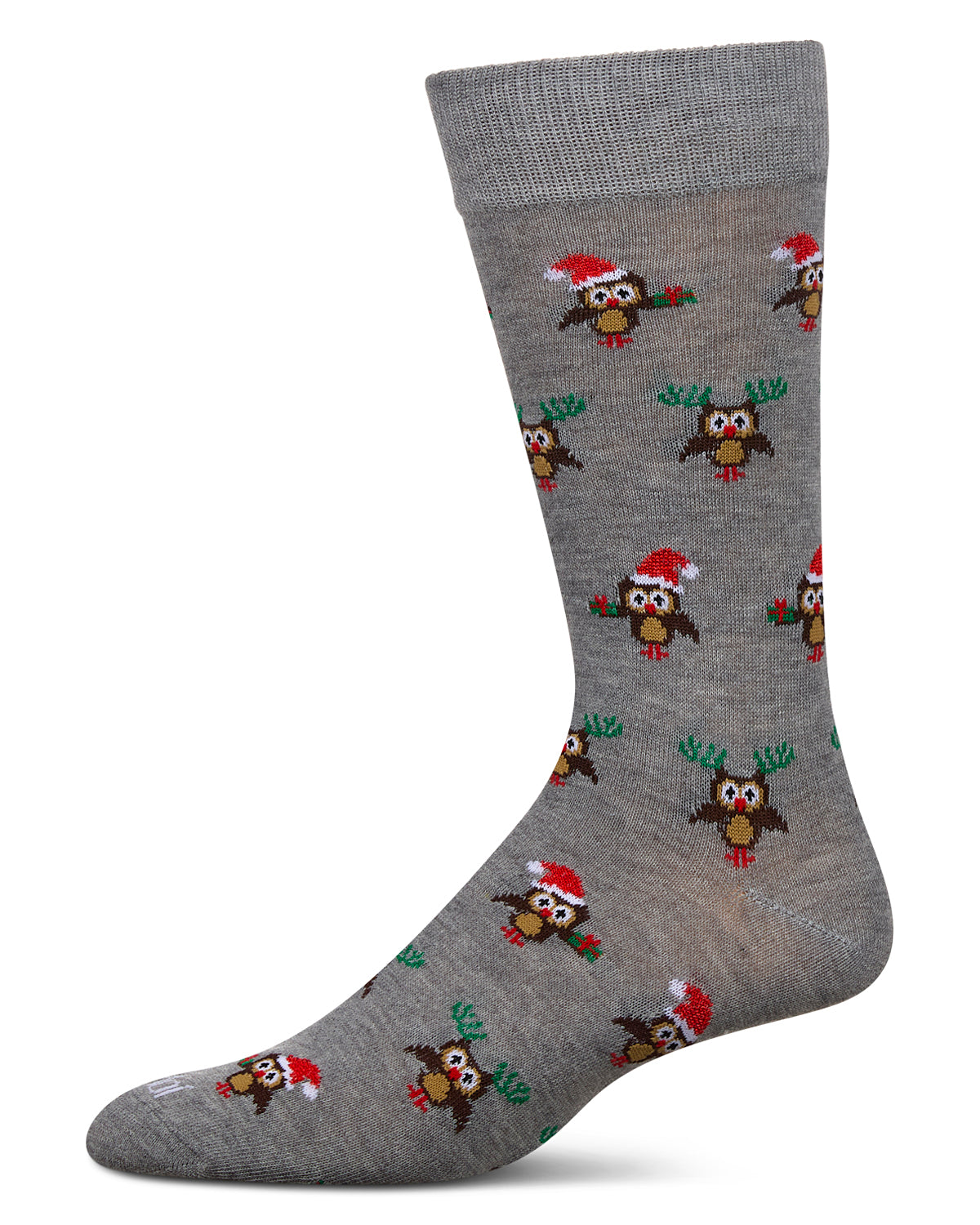 Men's Owl Holiday Crew Socks : Color: Med Gray Heather