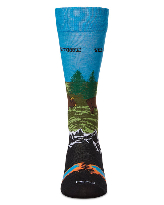 Men's Yellowstone Rayon From Bamboo Crew Socks : Color: Blue Topaz