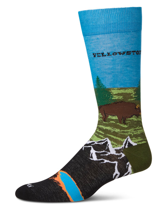 Men's Yellowstone Rayon From Bamboo Crew Socks : Color: Blue Topaz