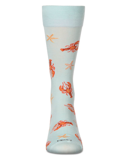 Men's Lobster Rayon From Bamboo Crew Socks : Color: Aqua