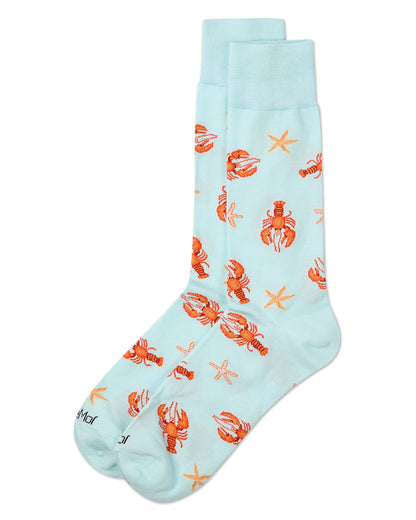 Men's Lobster Rayon From Bamboo Crew Socks : Color: Aqua
