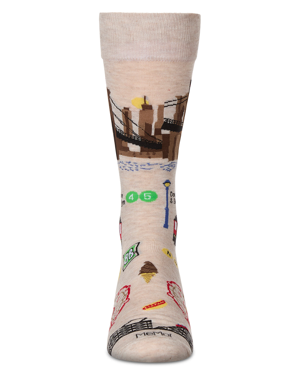 Men's Brooklyn Themed Rayon From Bamboo Crew Sock : Color: Ivory Heather