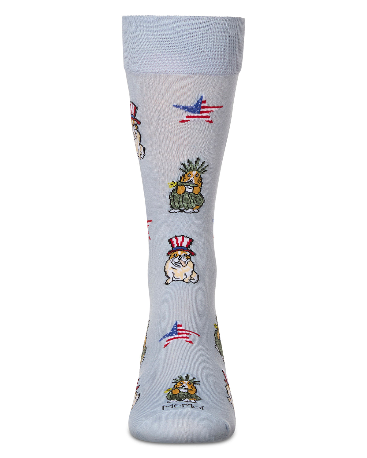 Men's Patriotic Dogs Rayon From Bamboo Crew Socks : Color: Skyway