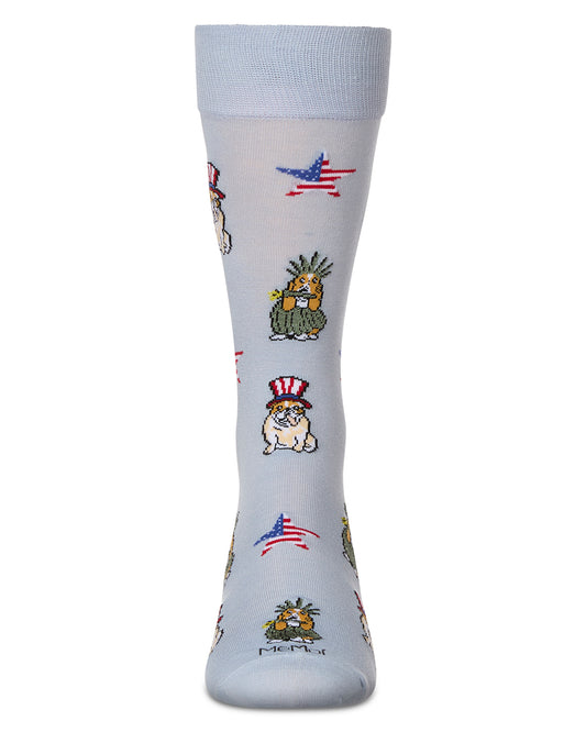 Men's Patriotic Dogs Rayon From Bamboo Crew Socks : Color: Skyway
