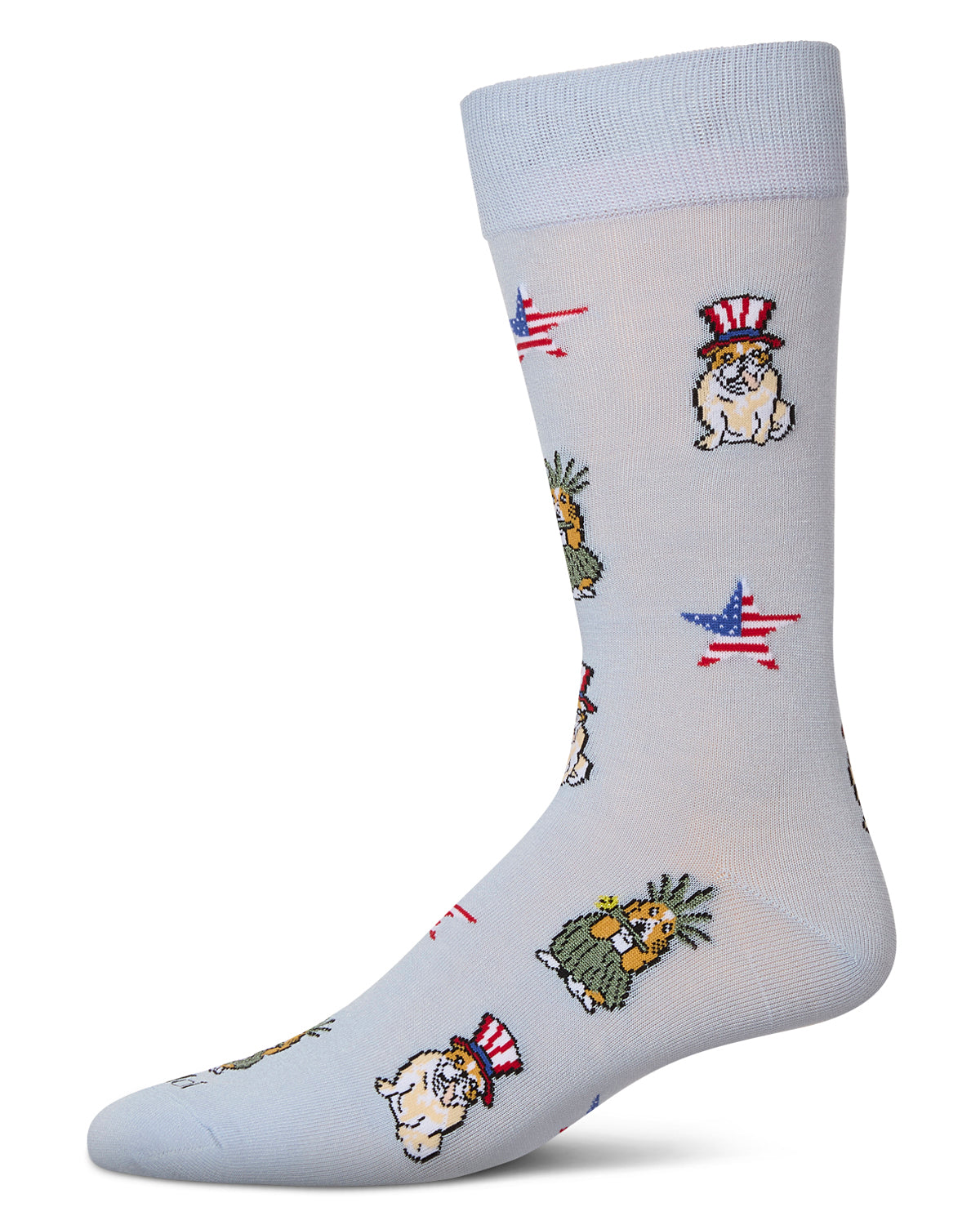 Men's Patriotic Dogs Rayon From Bamboo Crew Socks : Color: Skyway