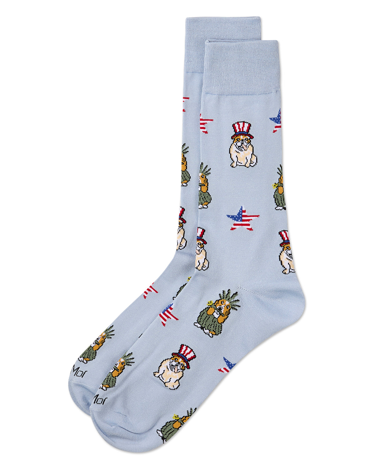 Men's Patriotic Dogs Rayon From Bamboo Crew Socks : Color: Skyway