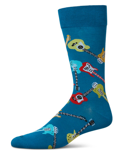 Men's Guitars Rayon from Bamboo Crew Socks : Color: Celestial
