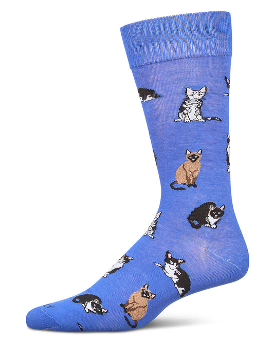 Men's Multi Cat Rayon From Bamboo Crew Socks : Color: Surf the Web