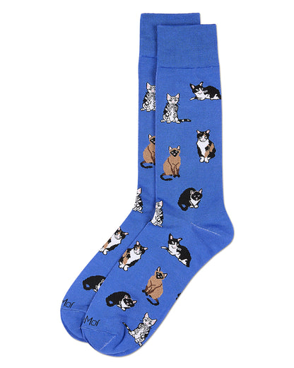 Men's Multi Cat Rayon From Bamboo Crew Socks : Color: Surf the Web