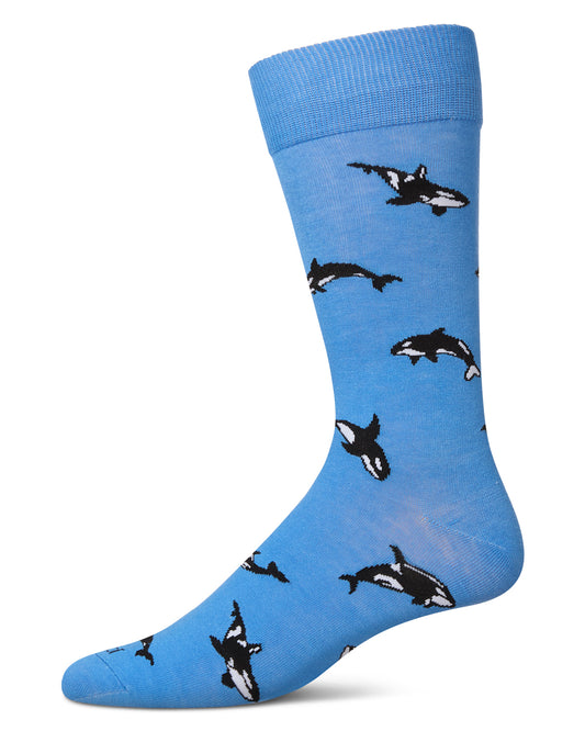 Men's Whales Rayon From Bamboo Crew Socks : Color: Azure