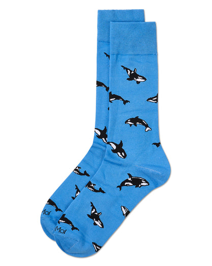 Men's Whales Rayon From Bamboo Crew Socks : Color: Azure