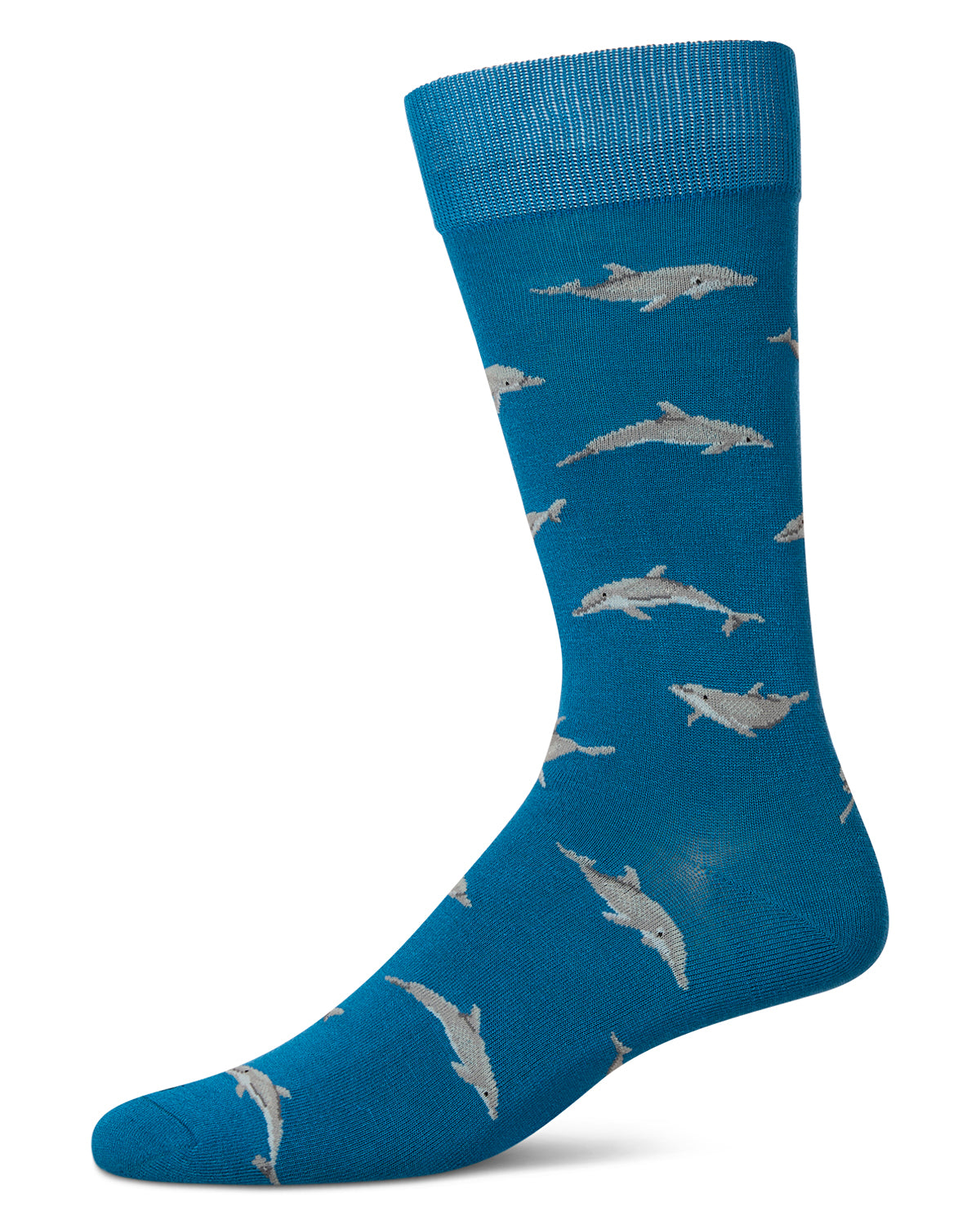 Men`s Dolphins Rayon from Bamboo Crew Socks : Color: Celestial