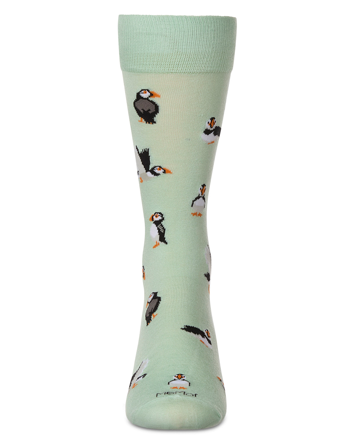 Men's Puffin Birds Rayon from Bamboo Crew Socks : Color: Mint