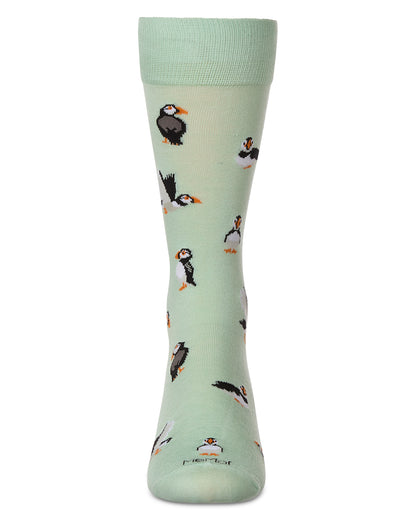 Men's Puffin Birds Rayon from Bamboo Crew Socks : Color: Mint