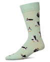 Men's Puffin Birds Rayon from Bamboo Crew Socks : Color: Mint