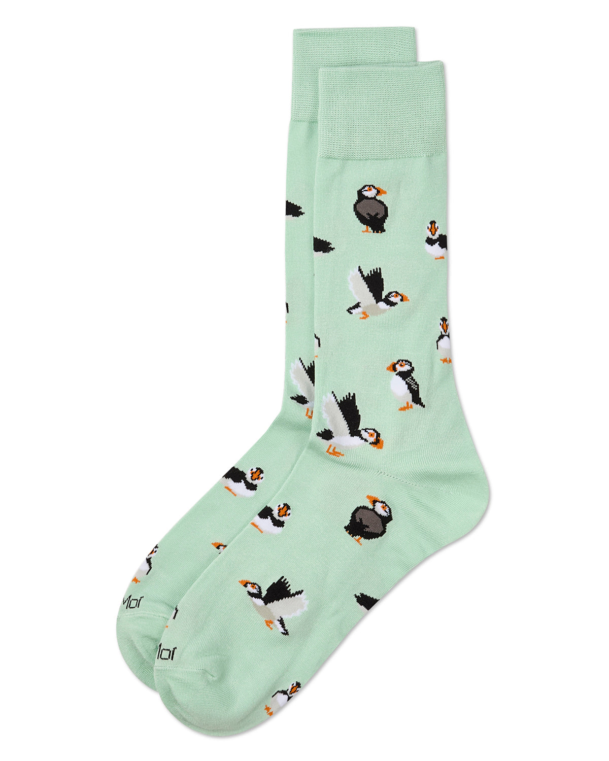 Men's Puffin Birds Rayon from Bamboo Crew Socks : Color: Mint