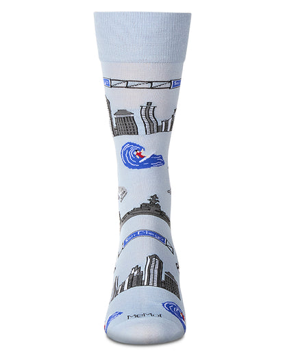 Men's San Diego Themed Rayon Blend Novelty Crew Sock : Color: Sky Blue