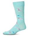 Men's Dalmatian-Themed Rayon Blend Novelty Crew Sock : Color: Capri Breeze