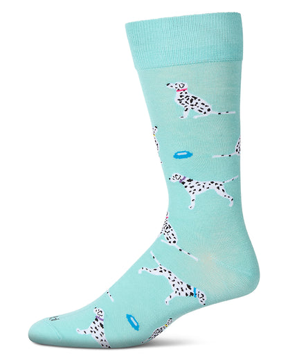 Men's Dalmatian-Themed Rayon Blend Novelty Crew Sock : Color: Capri Breeze