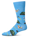 Men's "Shoot Pool" Rayon Blend Novelty Crew Sock : Color: Crystal Seas