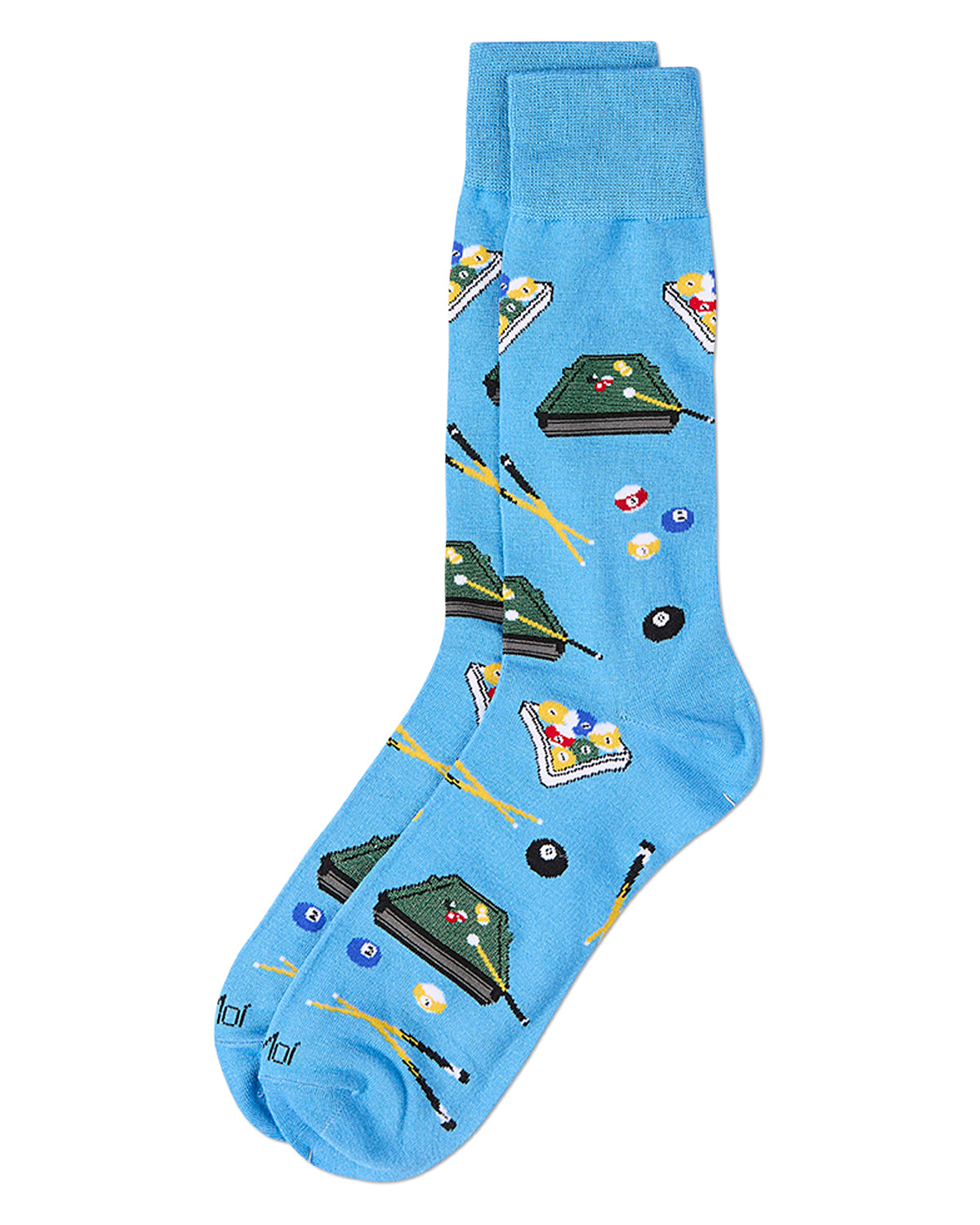 Men's "Shoot Pool" Rayon Blend Novelty Crew Sock : Color: Crystal Seas