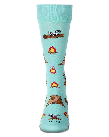 Men's "Stinky Campsite" Rayon Blend Novelty Crew Sock : Color: Capri Breeze
