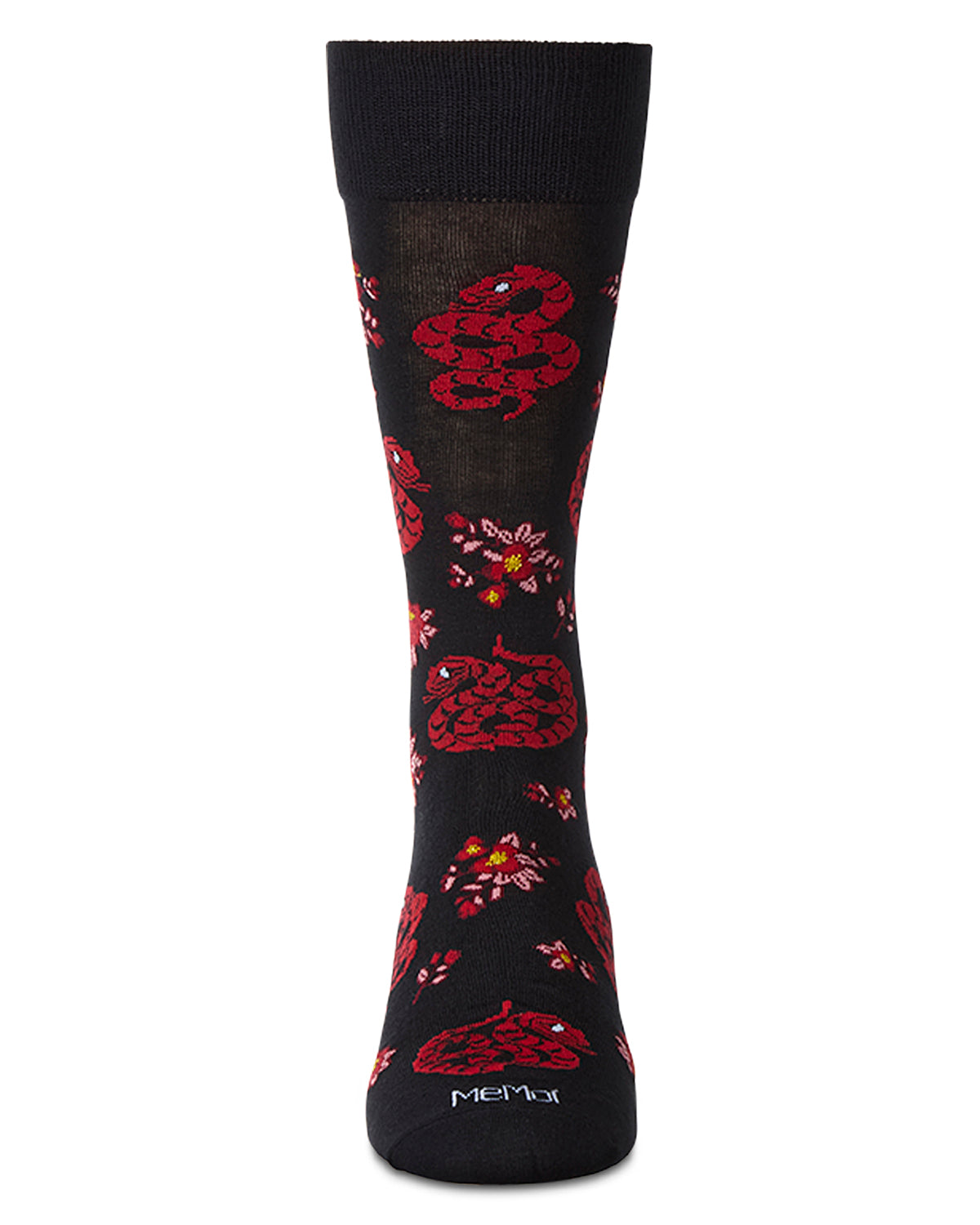 Men's Snake-Themed Rayon Blend Novelty Crew Sock : Color: Black