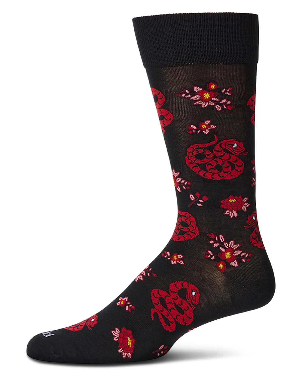 Men's Snake-Themed Rayon Blend Novelty Crew Sock : Color: Black