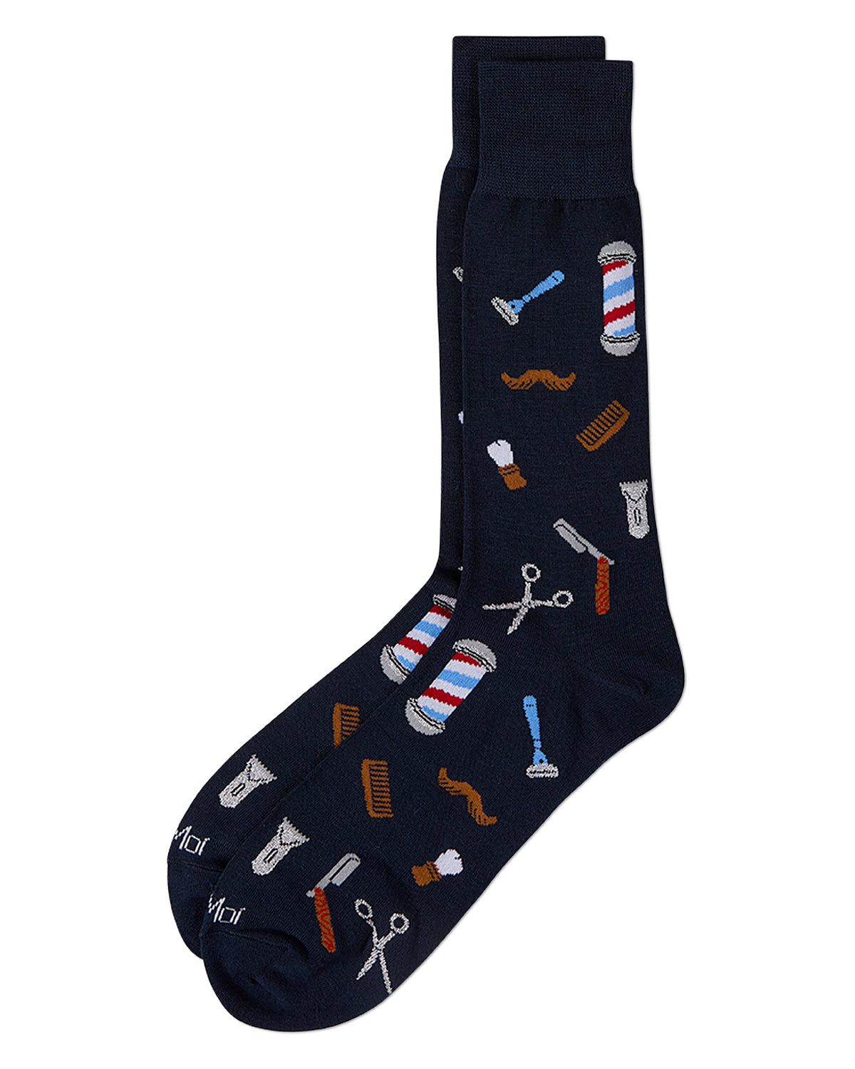 Men's Barber Shop Rayon Blend Novelty Crew Sock : Color: Navy