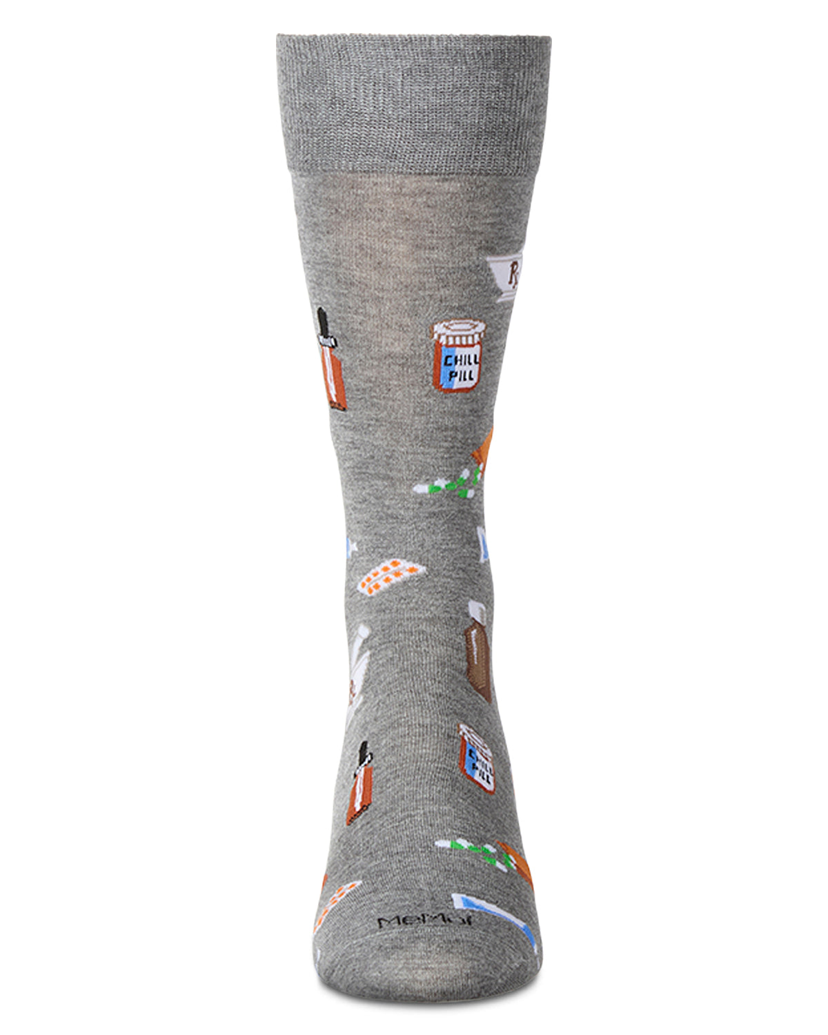 Men's RX-Themed Rayon Blend Novelty Crew Sock : Color: Med Gray Heather