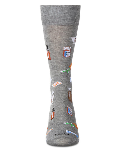 Men's RX-Themed Rayon Blend Novelty Crew Sock : Color: Med Gray Heather