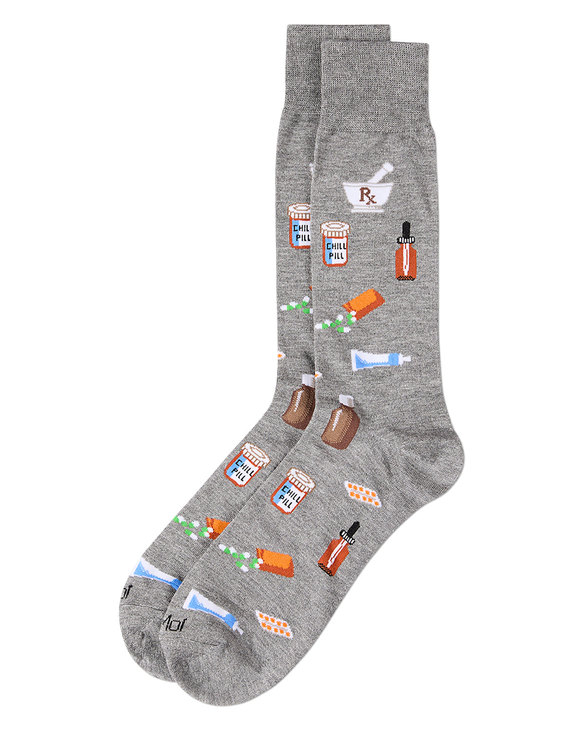 Men's RX-Themed Rayon Blend Novelty Crew Sock : Color: Med Gray Heather