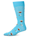 Men's "Espresso Martini" Rayon Blend Novelty Crew Sock : Color: Blue Grotto
