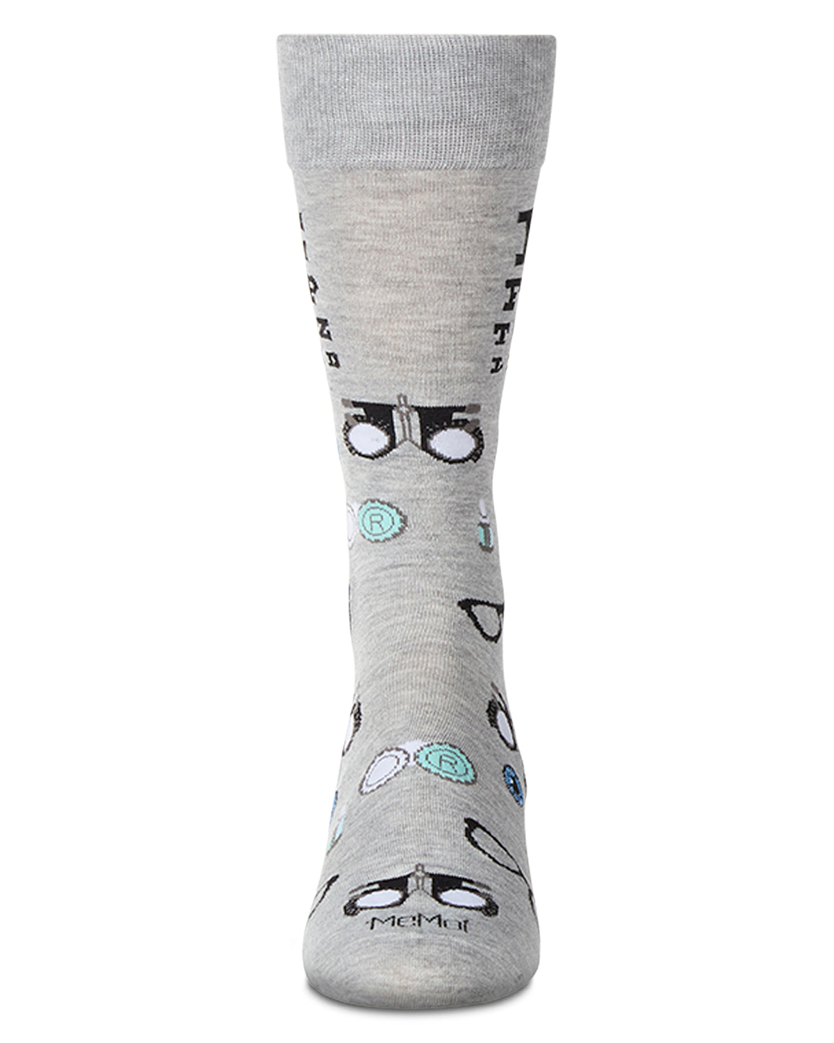 Men's "Eye Exam" Rayon Blend Novelty Crew Sock : Color: Light Gray Heather