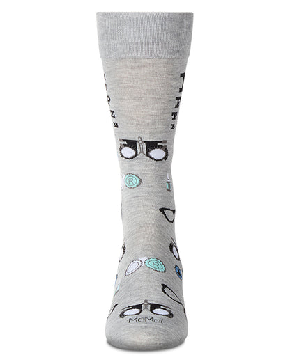 Men's "Eye Exam" Rayon Blend Novelty Crew Sock : Color: Light Gray Heather