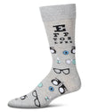 Men's "Eye Exam" Rayon Blend Novelty Crew Sock : Color: Light Gray Heather