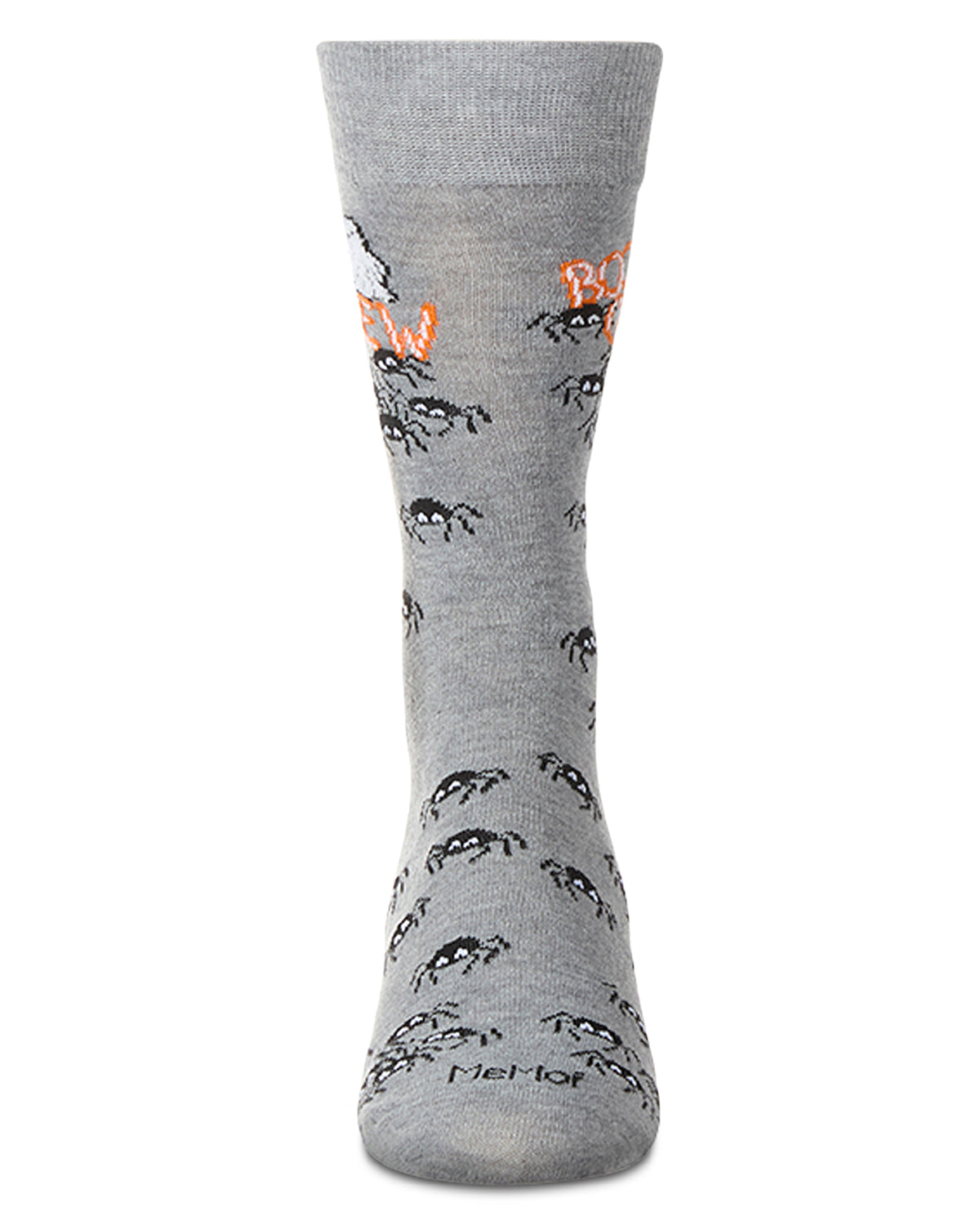 Men's "Boo Crew" Halloween Holiday Novelty Crew Sock : Color: Med Gray Heather