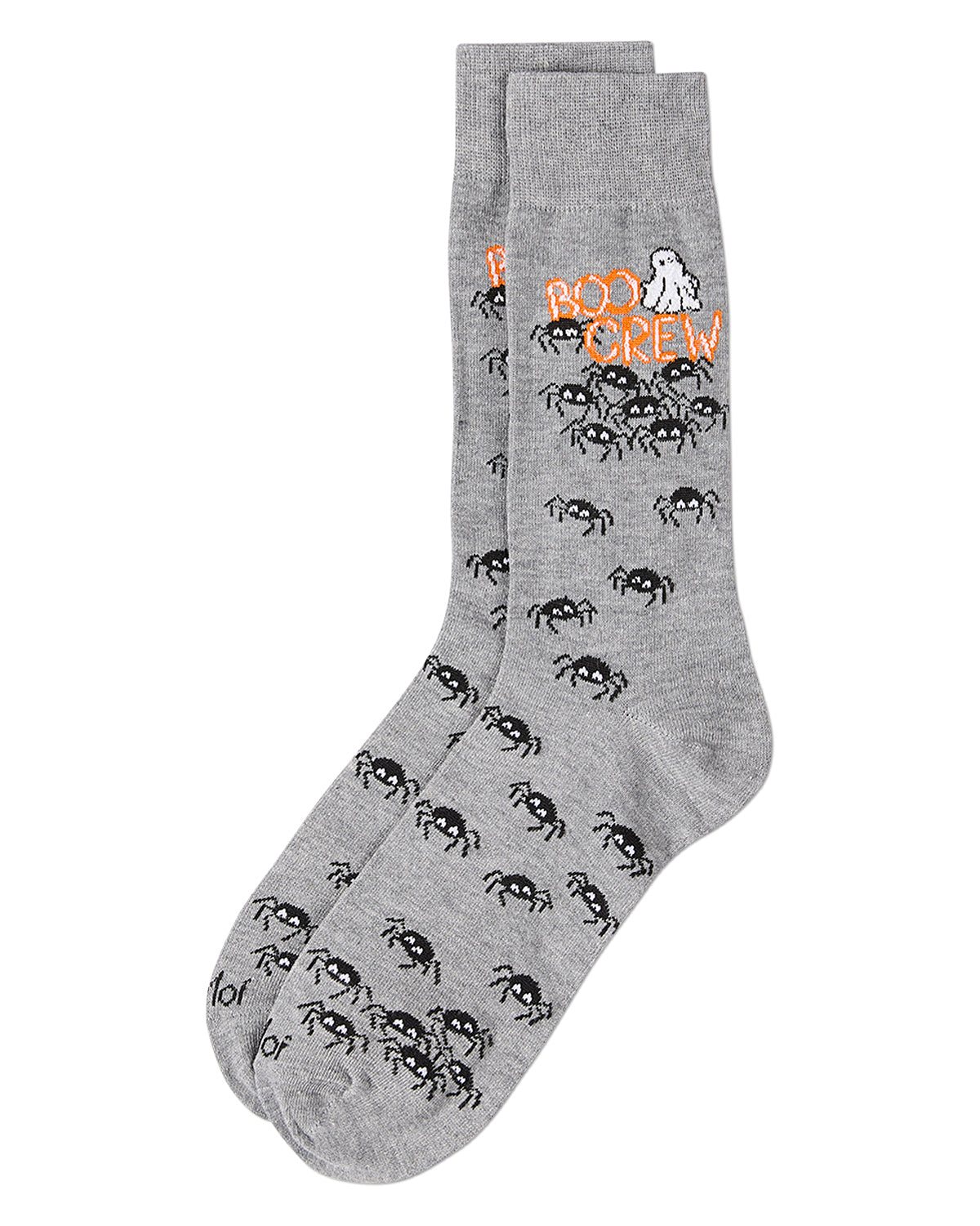 Men's "Boo Crew" Halloween Holiday Novelty Crew Sock : Color: Med Gray Heather