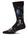 Men's "Howdy Skeletons" Halloween Holiday Novelty Crew Sock : Color: Black